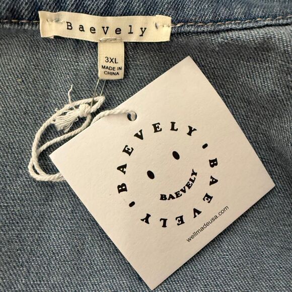 BAEVELY Womens Exaggerated Ruffle Collar Denim Jacket, NWT 3XL - Picture 9 of 11